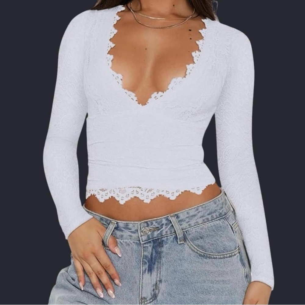 Elegant White Lace Trim Top
